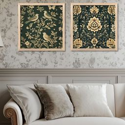 Kotart Green & Cream-Coloured 2 Pieces Floral Wooden Wall Arts-picture-12
