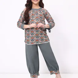SPUNKIES Girls Printed Pure Cotton Top With Patiala-picture-4