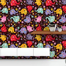 ArtzFolio Printed UV-Resistant Anti-Bacterial Elephants BirdsFlowers Peel & Stick Wallpaper-image-97