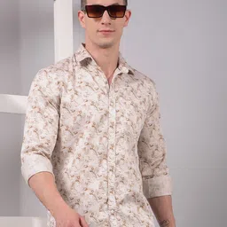 Crimsoune Club Men Classic Fit Abstract Printed Spread Collar Cotton Casual Shirt-image-51