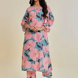KSUT Women Floral Printed Regular Kurta with Trousers-image-58