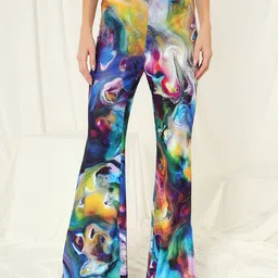BAESD Women Printed Mid-Rise Original Bootcut Trousers-image-80