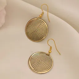 Silvermerc Designs Gold-Plated Circular Shaped Drop Earrings-15