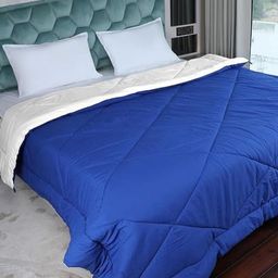 Comfowell Navy Blue & White Checked Heavy Winter 210 GSM Double Bed Comforter-picture-31