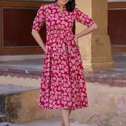 BAESD Floral Print Puff Sleeve Maxi Dress-image-47