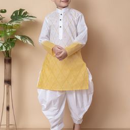 AHLAN APPARELS Boys Ethnic Motifs Embroidered Thread Work Pure Cotton Kurta & Patiala-48