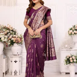 WEAREZEE Woven Design Silk Blend Designer Saree image 5