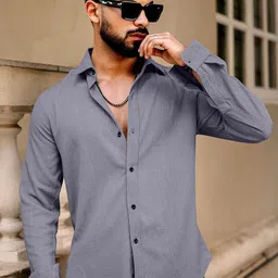 KHUSHI CREATION Men Original Spread Collar Textured Casual Shirt-picture-20