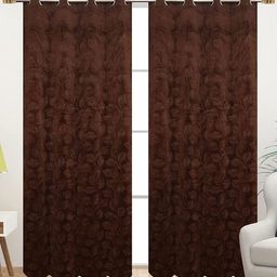 AaHo Decor Pack of 2 Velvet Emboss Window Curtains 6 Feet-10