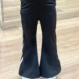LULU & SKY Girls Monochrome Side Stripes Flared High-Rise Trousers-image-33