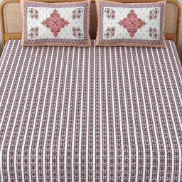 MAFATLAL Sanskriti Pink Floral Printed 144 TC Cotton King Bedsheet Set 2.34 m x 2.70 m-image-89