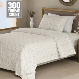 Boutique Living India Pink & White Printed Cotton 300TC King Bedsheet Set 2.24 m x 1.52 m-image-58