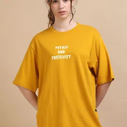 MORSE CODE Printed Pure Cotton Round Neck Oversized T-shirt-40