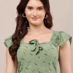 Moda Rapido Print Sweetheart Neck Flutter Sleeve Cotton Crop Top-image-6