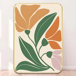 Myntra Elegant Homes White & Orange 1 Piece Wood Floral and Botanical Wall Paintings-11
