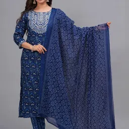 Amayra Women Blue Viscose Rayon Kurta Sets-57