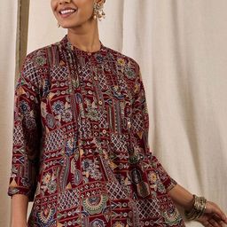 Anouk Ethnic Printed Mandarin Collar Neck Top-picture-22