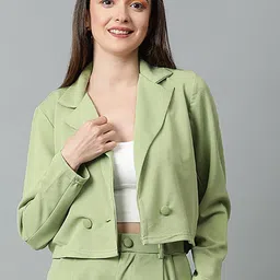Kotty Notch Lapel Collar Double-Breasted Crop Blazer-picture-40