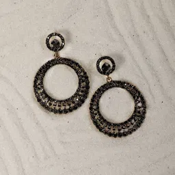 DressBerry Gold-Plated Artificial Stones Studded Contemporary Drop Earrings-19