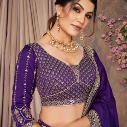 ODETTE Embroidered Sequinned Semi-Stitched Lehenga & Unstitched Blouse With Dupatta image 4