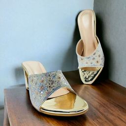 FABBMATE Embellished Open Toe Party Block Sandals image 2