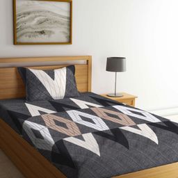 Myntra Elegant Homes Brown & White Printed 300 TC Single Bedsheet Set 2.25 m x 1.50 m-image-99