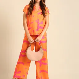De Moza Selection of 2 Abstract Printed V Neck Top & Palazzo-picture-13
