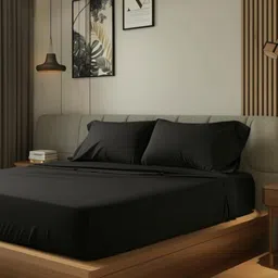 COOLBEDS Black 400 TC Queen Bedsheet with 2 Pillow Covers-picture-0