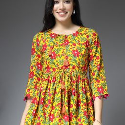 Pristyle Women Tie-Up Neck Floral Print Peplum Top-picture-8