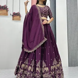 A TO Z CART Embroidered Ready to Wear Lehenga & Unstitched Blouse With Dupatta-image-90