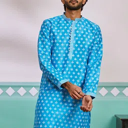 VASTRAMAY Men Geometric Printed Thread Work Kurta-picture-20