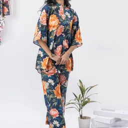 Moda Rapido Printed Mandarin Collar Pure Cotton Tunic With Trouser-48