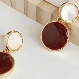 SZN Korean Gold-Plated Circular Shaped Artificial Stone Studded Drop Earrings image 2