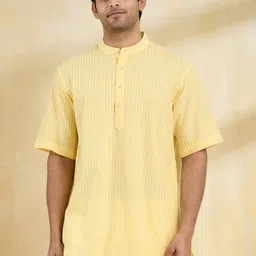 Fabindia Men Striped Thread Work Kurta-image-11