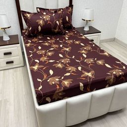 Pure Decor Lounge Fur Brown Printed 300TC Pure Cotton Single Bedsheet Set 1.73m x 2.36m-image-66