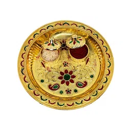 Anouk Set Of 3 Stones Studded Thread Rakhis With Card & Pooja Thali image 3
