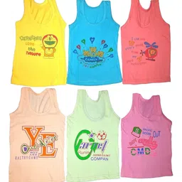 NEW TRINATH HOSIERY Boys Pack Of 6 Printed Cotton Basic Vests LSF-10-image-60