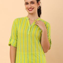 HELLO DESIGN Women Abstract Printed Ethnic Cotton Shirt Style Top-6
