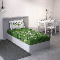 DDecor Green & Yellow Conversational 144 TC Single Bedsheet with 1 Pillow Covers-picture-19