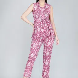 ANANDITA Floral Printed V-Neck Pure Cotton Tunic With Trouser-16