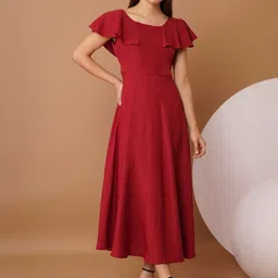 Chemistry Women Round Neck Flared Sleeves Fit & Flare Midi Dress-picture-27