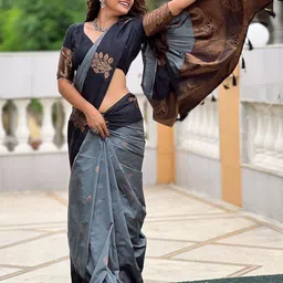 QENY Ethnic Motifs Woven Design Banarasi Saree-18