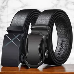 Provogue Men Pack of 2 Vegan Leather Textured Belt-10