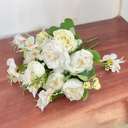 Art Street White & Green 2 Pieces Rose Artificial Flowers-image-46