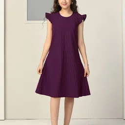 OMPAX Flutter Sleeve A-Line Dress-4