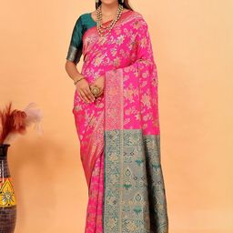 Moda Rapido Pink Woven Design Silk Cotton Kanjeevaram Sarees-picture-49