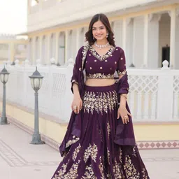ZIBLON Embroidered Sequinned Ready to Wear Lehenga & Unstitched Blouse With Dupatta-picture-26