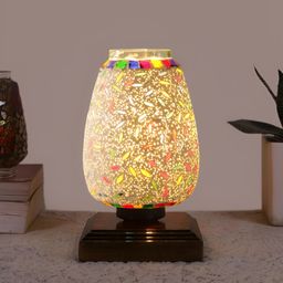 Aura White & Red Textured Glass Table Lamp With Base-picture-42