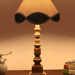 Aura White Wood Traditional Frusturical Shaped Table Lamp-image-44