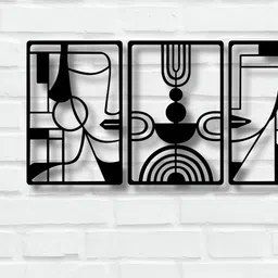 TWIGGY Set Of 3 Black Wooded Abstract Wall Decor-28